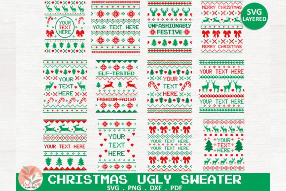 Christmas Ugly Sweater SVG PNG Bundle for Crafts and Graphics