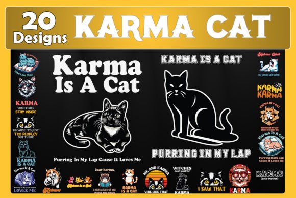Funny Karma Cat SVG Bundle for Graphics and Crafts