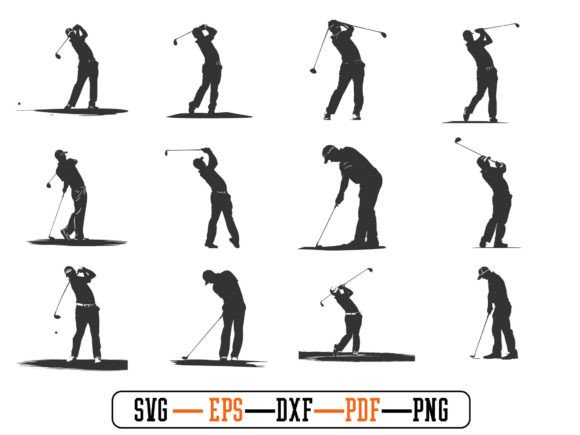 Golf Playing Svg Silhouette Bundle File for Graphics and Crafts