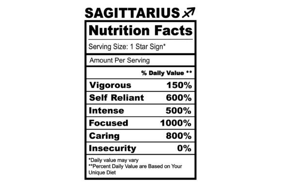 Sagittarius Zodiac Nutrition Facts Graphics for Crafts